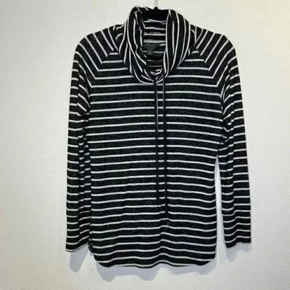 Mix by 41 Hawthorn Tarlio Brushed Black White Striped Pullover Top size Small - Picture 1 of 4